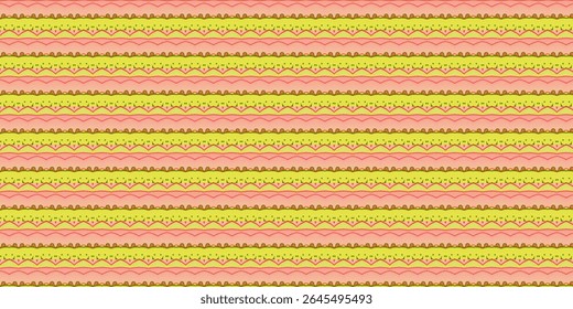 Playful lime green and pink abstract pattern with repeating animal faces and symmetrical motifs. Great for kids' fashion, decor, and art backgrounds.
