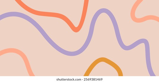 Playful line art colorful background. Vector illustration, element, funny.