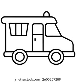 Playful Line Art Icon of an Ice Cream Truck Fun Design for Web Use
