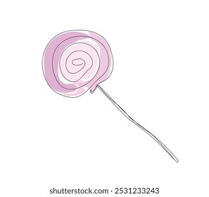 Playful Line Art Lollipop Birthday Illustration for Fun and Festive Occasions. Candy shop simple vector web banner, border, background, poster. Hand made vector not AI.