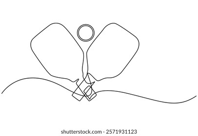 Playful Line Illustration for Table Tennis, One continuous line drawing pickleball ball. One line sport ball