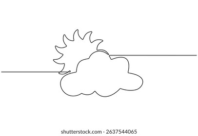 Playful Line Illustration for Weather, Weather Thin Line Icon On A Transparent Background. Cloud Continuous Line Drawing.
