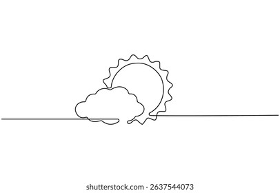 Playful Line Illustration for Weather, Weather Thin Line Icon On A Transparent Background. Cloud Continuous Line Drawing.