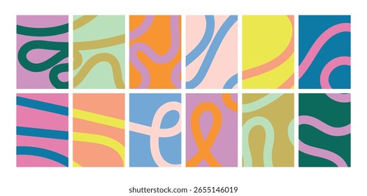 Divertida abstracción lineal en colores pastel y atrevidos