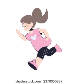 Playful Little Girl Running Enjoying Summer Vector Illustration