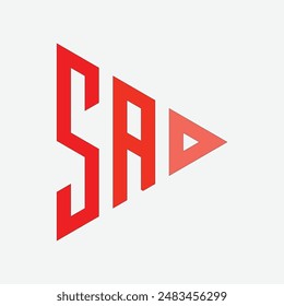 Diseño de logotipo juguetón: las letras S, A y D se combinan creativamente en una forma de Botón de juego dinámico. Moderno y atractivo, encarna diversión e innovación con un toque de sofisticación