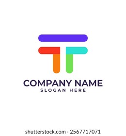 playful logo formed by the colorful letter "T" resembling a stylized heart. conveys joy, connection, and positive energy, for brands in education, or field focused on community and human connection.