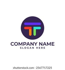 playful logo formed by the colorful letter "T" resembling a stylized heart. conveys joy, connection, and positive energy, for brands in education, or field focused on community and human connection.