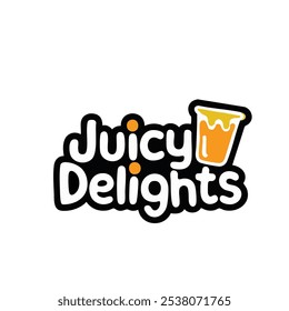 playful logo juicy delights, beverage logo, clean logo, juice, oranges, fruits