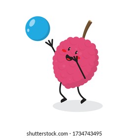 playful lychee fruit cute character mascot vector design