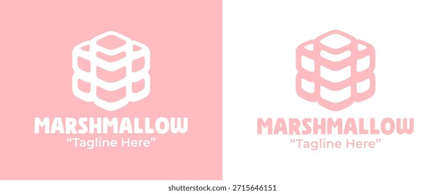Un diseño de logotipo de malvavisco juguetón adecuado para marcas de postres, tiendas de dulces y marketing de alimentos divertidos.