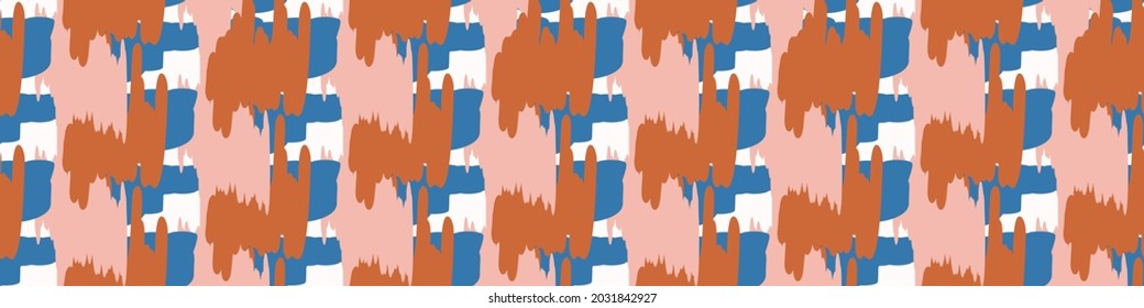 Playful matisse style cut out shape border. Seamless modern scandi collage style edging for retro kids trim. Trendy whimsical geometric kid stationery header in repeatable vector stripe.