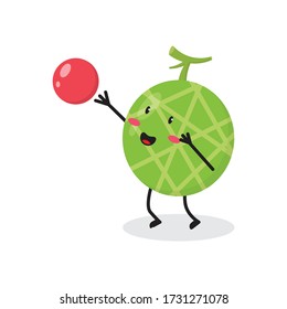 playful melon fruit cute character mascot vector design