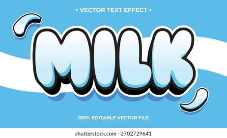 Playful Milk Text Effect Design with Blue and White Background Vector File