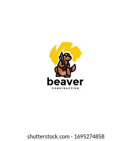 playful minimalist animal beaver construction logo design. modern icon, template vector