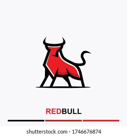 playful minimalist animal red bull logo design. modern icon, template vector
