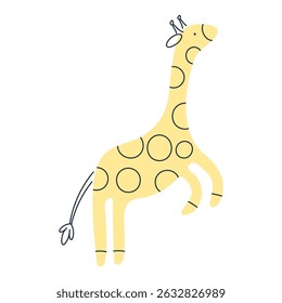 Playful minimalist cartoon giraffe, abstract safari animal