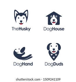 Playful minimalist dog logo set on negative space style