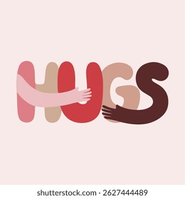 Playful Minimalist HUGS Lettering Illustration Sticker