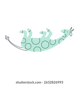 Playful minimalist mint color giraffe, abstract safari animal