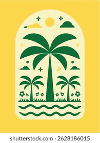 Playful Minimalist Tropical Palm Tree Vector Illustration Art