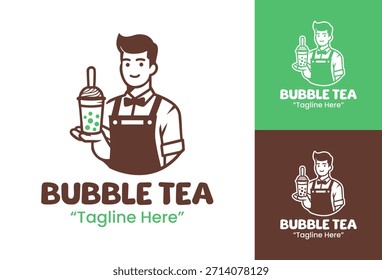 A playful modern bubble tea logo design ideal for trendy shops and casual drink businesses.