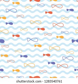 A playful, modern, and flexible pattern for brand who has cute and fun style. Repeated pattern. Happy, bright, and nautical mood.