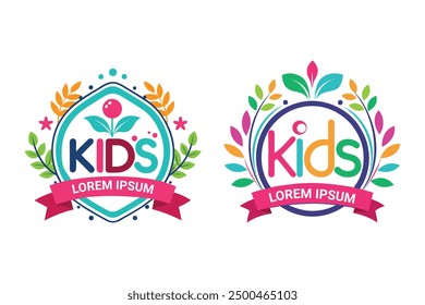 Playful and modern kids fashion logo. Perfect for a children's clothing brand. Isolated vector illustration on white background.