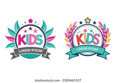 Playful and modern kids fashion logo. Perfect for a children's clothing brand. Isolated vector illustration on white background.