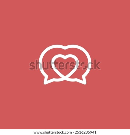 A playful and modern logo design that combines a heart symbol with a chat bubble, representing love and communication. This design is perfect for dating apps, relationship counseling services