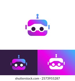 A playful and modern robot logo with a vibrant gradient design. The simple yet expressive form conveys intelligence, innovation, and approachability, making it suitable for a tech-focused brand.