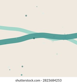 A playful and modern vector illustration featuring dark teal wavy lines and small floating dots. The arrangement feels light and spontaneous perfect for creative projects that require a touch of abstract and organic flair.