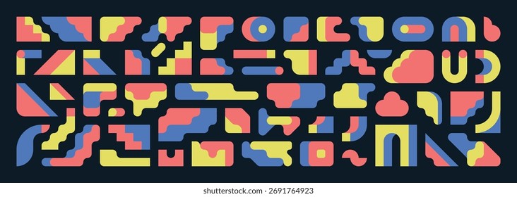 Formas geométricas modulares juguetonas en diseño plano
