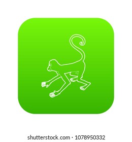 Playful monkey icon green vector isolated on white background