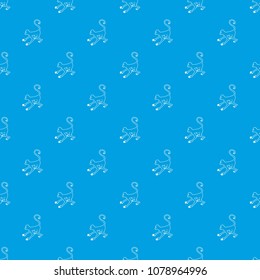 Playful monkey pattern vector seamless blue repeat for any use