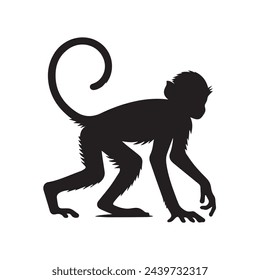 Playful Monkey Silhouette - Wildlife Icon for Nature Lovers