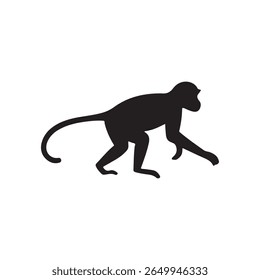 Playful Monkey Silhouette - Wildlife Icon for Nature Lovers