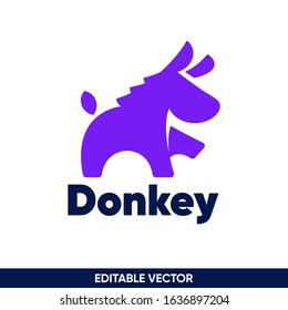 playful mule donkey logo flat design