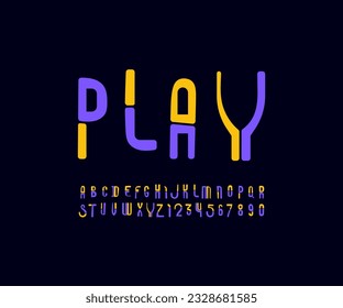 Playful multi-colored font, modern childrens alphabet, trendy cartoons letters and numbers made game style, vector illustration 10EPS