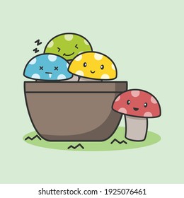 Caracteres de hongos juguetones vector premium