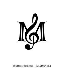 Playful music logo design element with Chord and letter M silhouette template idea