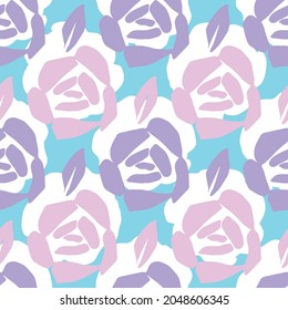 Playful neon floral seamless vector background. Colorful bold flowers in retro silhouette style. Hand drawn whimsical doodle backdrop. For natural modern all over print. 