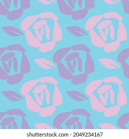 Playful neon floral seamless vector background. Colorful bold flowers in retro silhouette style. Hand drawn whimsical doodle backdrop. For natural modern all over print. 