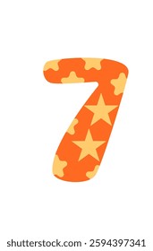 Playful Number 7 with Stars. Number Seven Illustration.