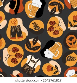 playful october festival design a repeatable background for german themed events parties promotions showcasing beer pretzels and traditional attire oktoberfest