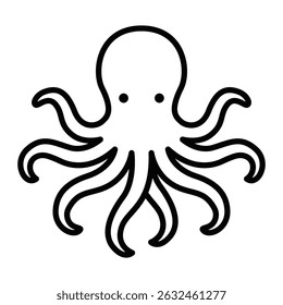 Playful octopus animal vector illustration. Editable stroke.