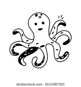 A playful octopus with swirling tentacles underwater