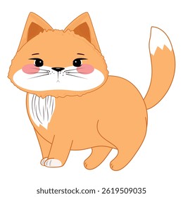 Brincalhão laranja desenho animado gato andando, bochechas fofas, peito branco, rosa blush, adorável e amigável