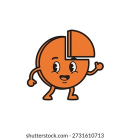 Playful Orange Pie Chart Character Illustrating Data Visualization in a Graphic Design Environment