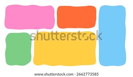 Playful Organic Text Box Shape Set for Fun Quotes. Abstract Banners and Irregular Speech Bubbles. Wavy Vector Blobs in Asymmetric Hand-Drawn Style with a Cute Modern Feel.